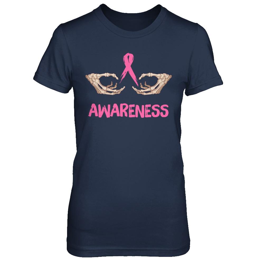 Breast Cancer Skeleton Hand Scary Halloween-T-Shirt & Sweatshirt-Women's T-Shirt-Navy
