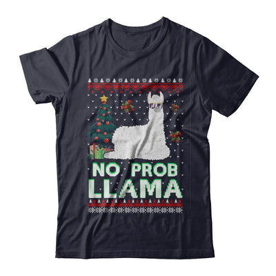 No Prob Llama No Drama Christmas Alpaca Sweater-T-Shirt & Sweatshirt-Premium T-Shirt-Midnight Navy