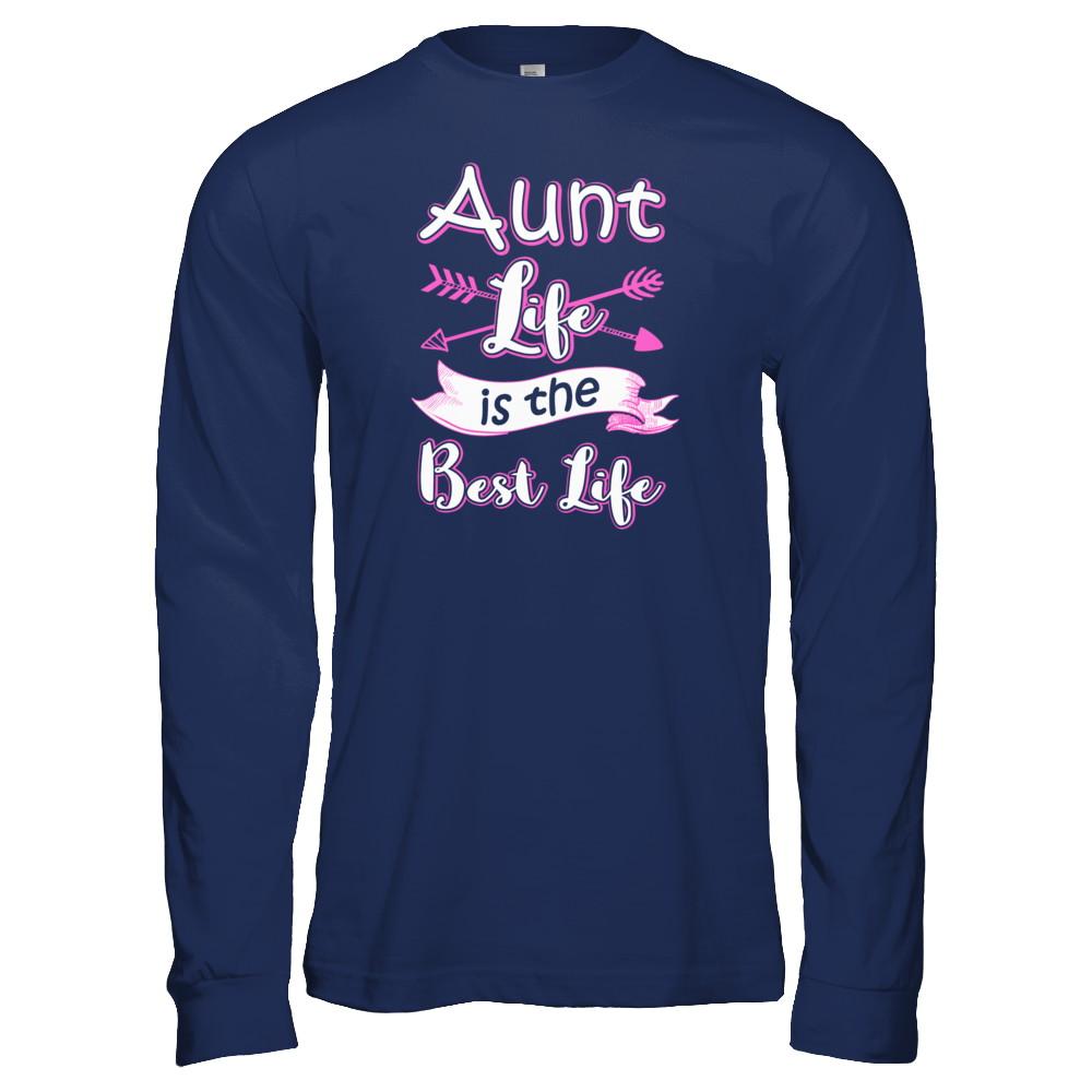 Aunt Life Is The Best Life Faunty Funny Aunty-T-Shirt & Tank Top-Long Sleeve T-Shirt-Navy
