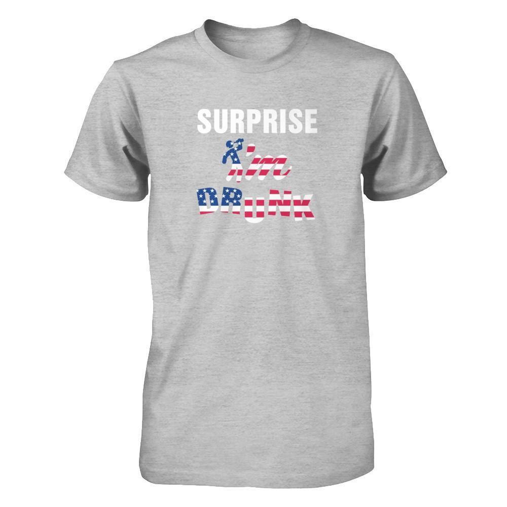 Surprise I'm Drunk 4Th Of July-T-Shirt & Tank Top-Premium T-Shirt-Heather Gray