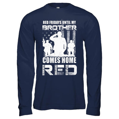 Red Friday Until My Brother Comes Home Military-T-Shirt & Hoodie-Long Sleeve T-Shirt-Navy