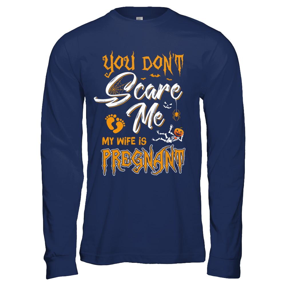 Funny Pregnant Wife Husband Halloween Costume-T-Shirt & Hoodie-Long Sleeve T-Shirt-Navy