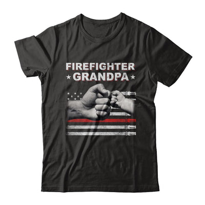 Firefighter Fireman Grandpa American Flag Fathers Day-T-Shirt & Hoodie-Classic T-Shirt-Black