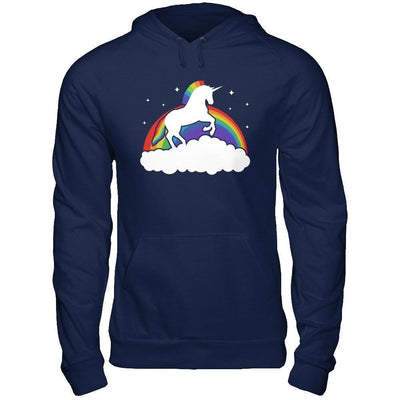 Totally Straight Unicorn Rainbow Gay Pride-T-Shirt & Hoodie-Pullover Hoodie-Navy
