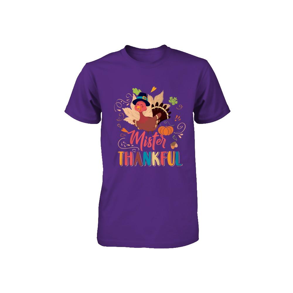Cute Mister Thankful Turkey Thanksgiving Youth-Youth Shirt-