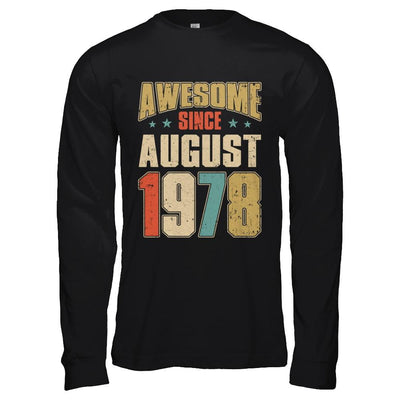 Vintage Retro Awesome Since August 1978 43th Birthday-T-Shirt & Hoodie-Long Sleeve T-Shirt-Black
