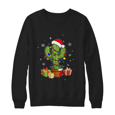 Merry Christmas Succulent Plants Christmas Cactus-T-Shirt & Sweatshirt-Crewneck Sweatshirt-Black
