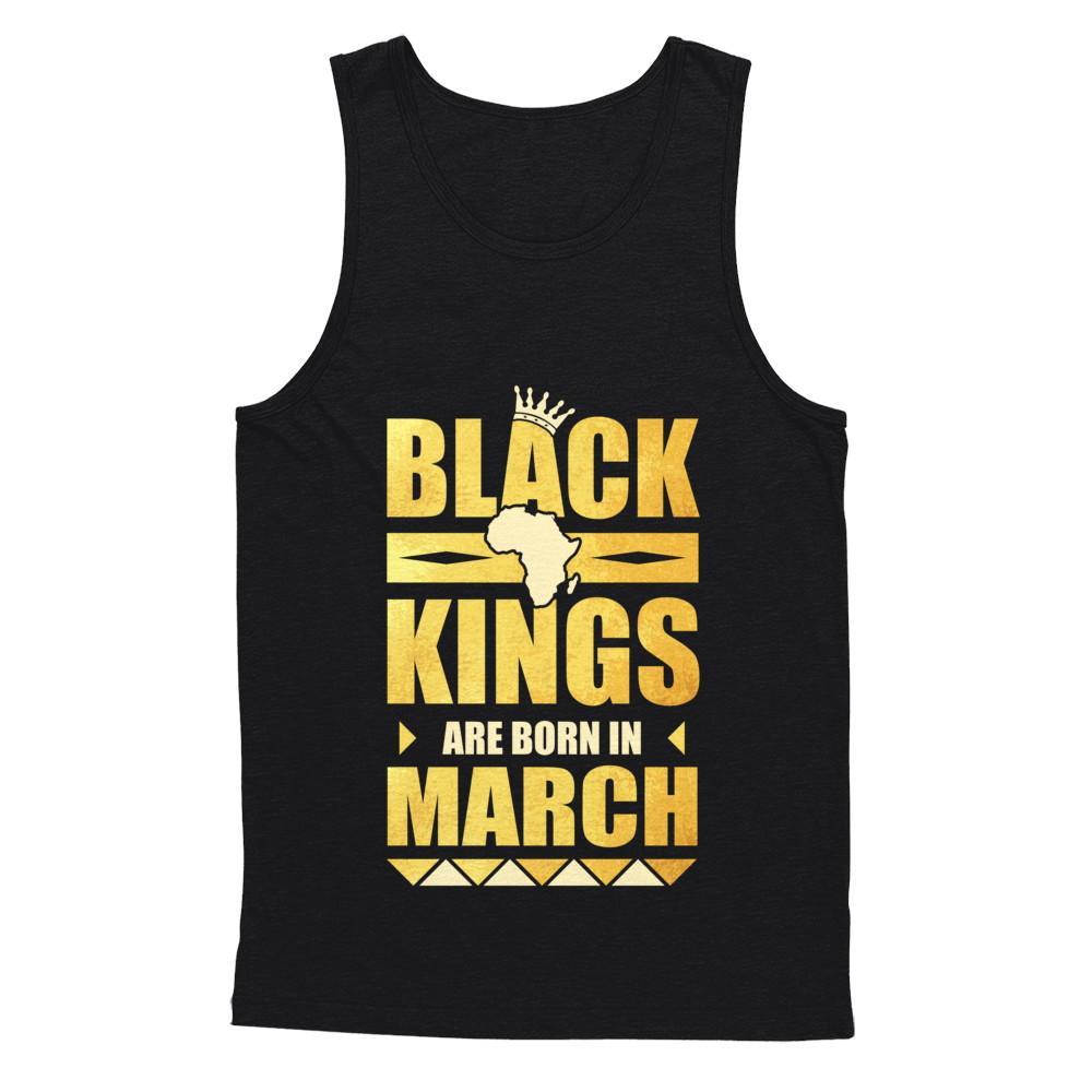 Black Kings Are Born In March Birthday-T-Shirt & Hoodie-Unisex Tank-Black