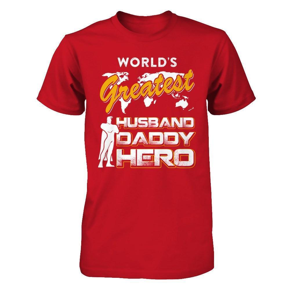 World's Greatest Husband Daddy Hero-T-Shirt & Hoodie-Classic T-Shirt-Red