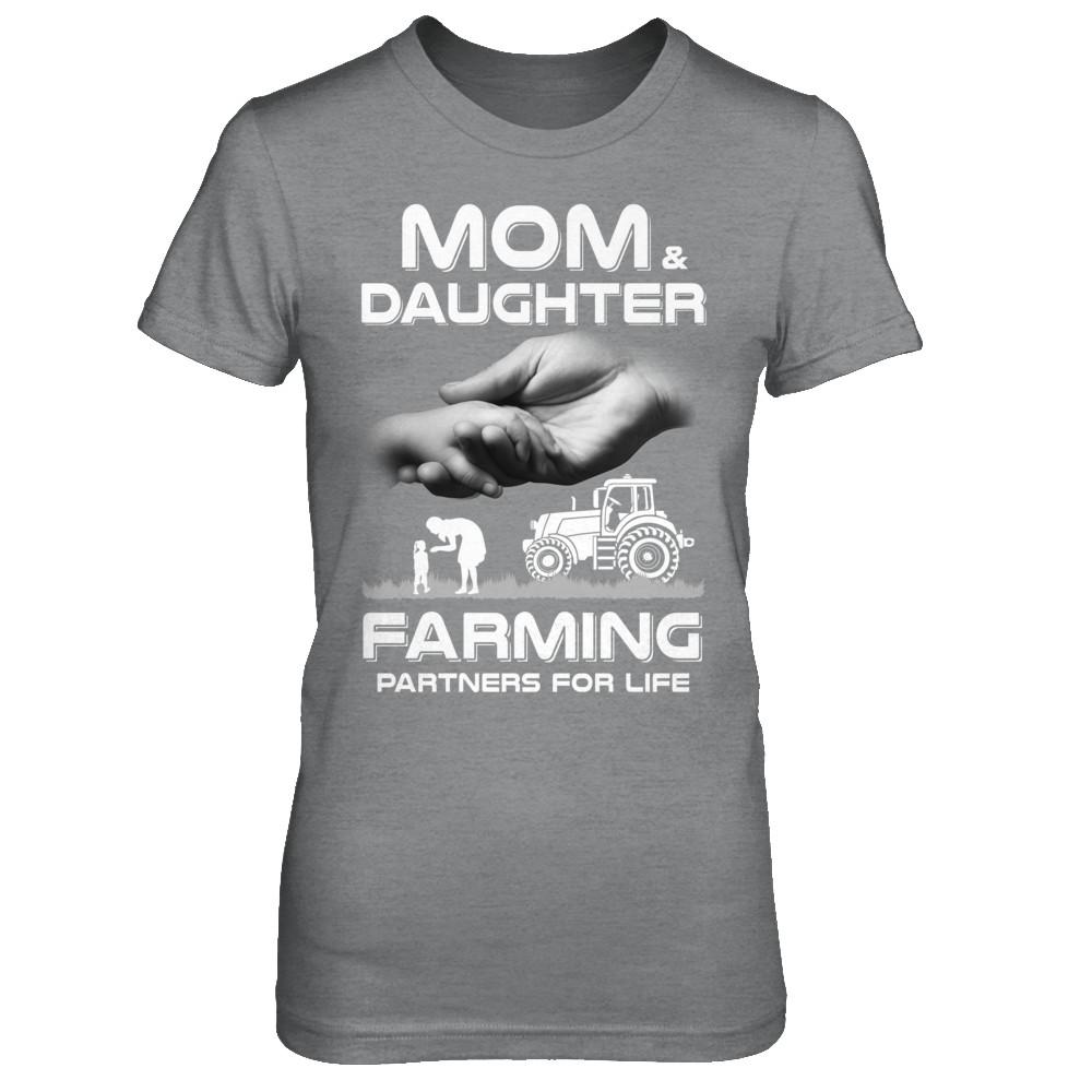 Farmer Mom And Daughter Farming Partners For Life Mothers Day-T-Shirt & Hoodie-Women's T-Shirt-Sport Grey