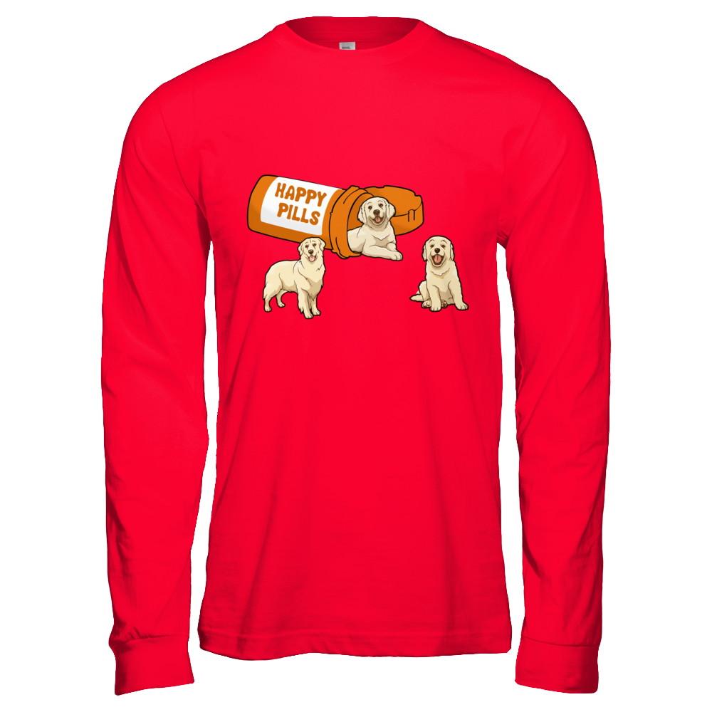 Retrievers Labrador Golden Happy Pills-T-Shirt & Hoodie-Long Sleeve T-Shirt-Red