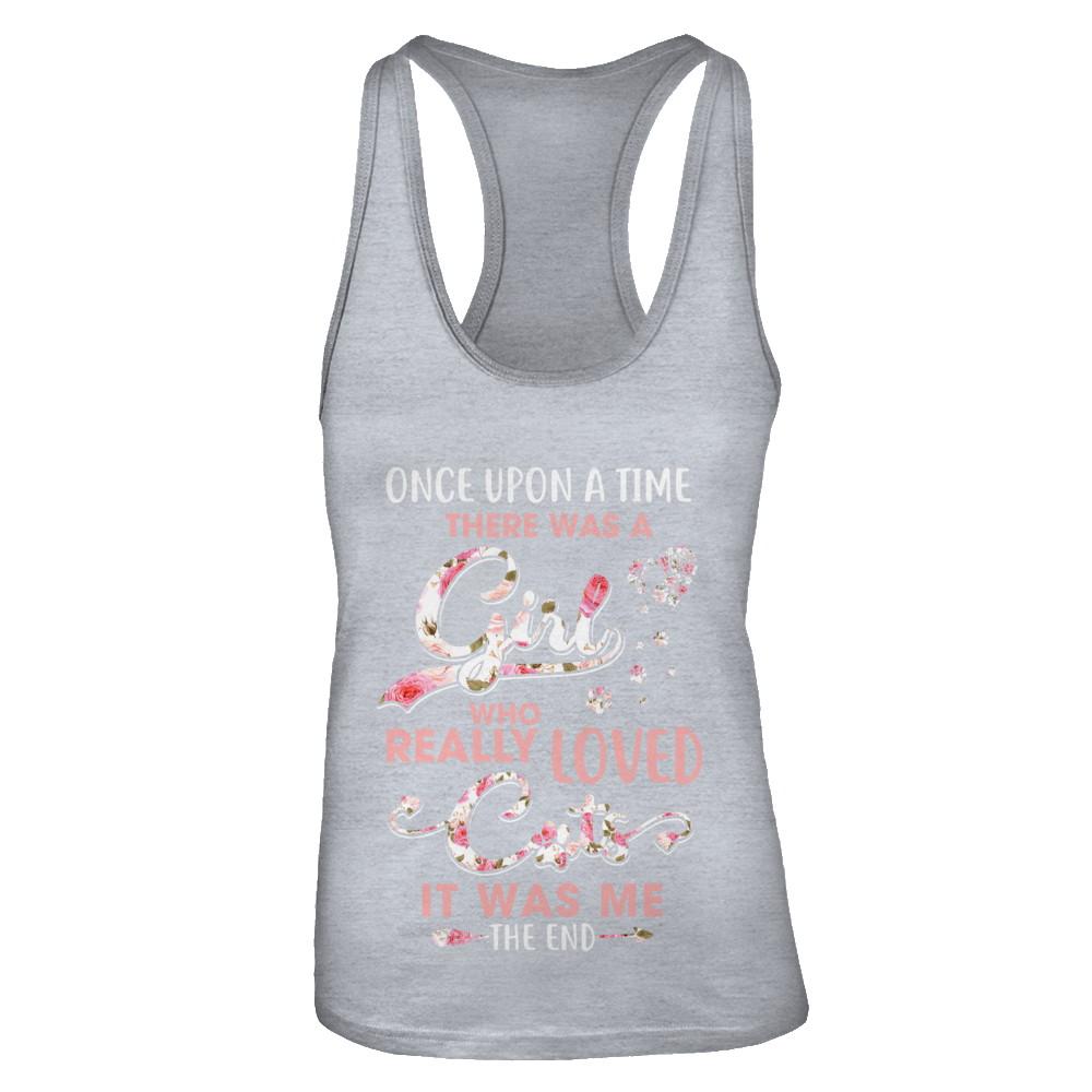 Once Upon A Time There Was A Girl Who Really Loved Cats-T-Shirt & Tank Top-Women's Ideal Racerback Tank-Heather Grey