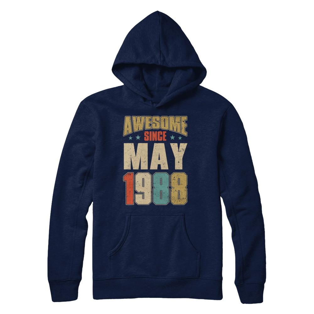 Vintage Retro Awesome Since May 1988 33th Birthday-T-Shirt & Hoodie-Pullover Hoodie-Navy