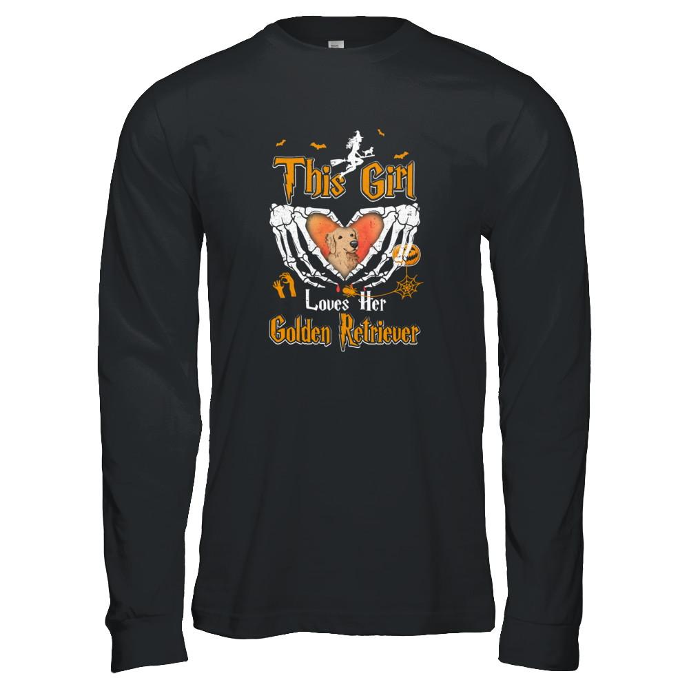 This Girl Love Her Dog Golden Retriever Halloween-T-Shirt & Tank Top-Long Sleeve T-Shirt-Black