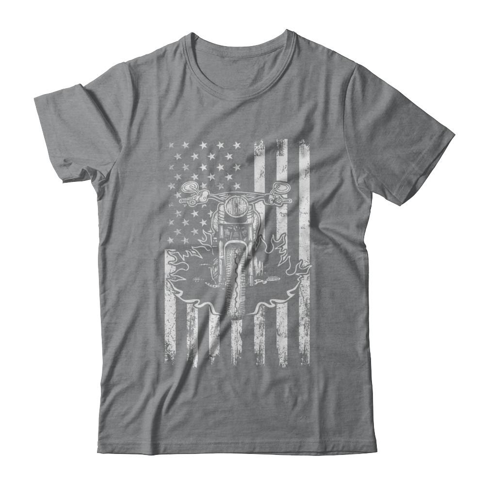 American Motorcycle Motorbike Us Flag Cool Biker-T-Shirt & Hoodie-Classic T-Shirt-Sport Grey