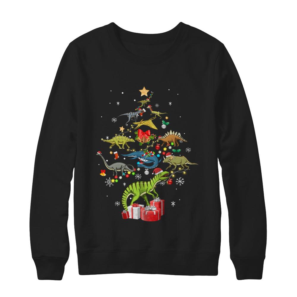 Tree Rex Funny Dinosaur Christmas Tree Kids Gift-T-Shirt & Sweatshirt-Crewneck Sweatshirt-Black