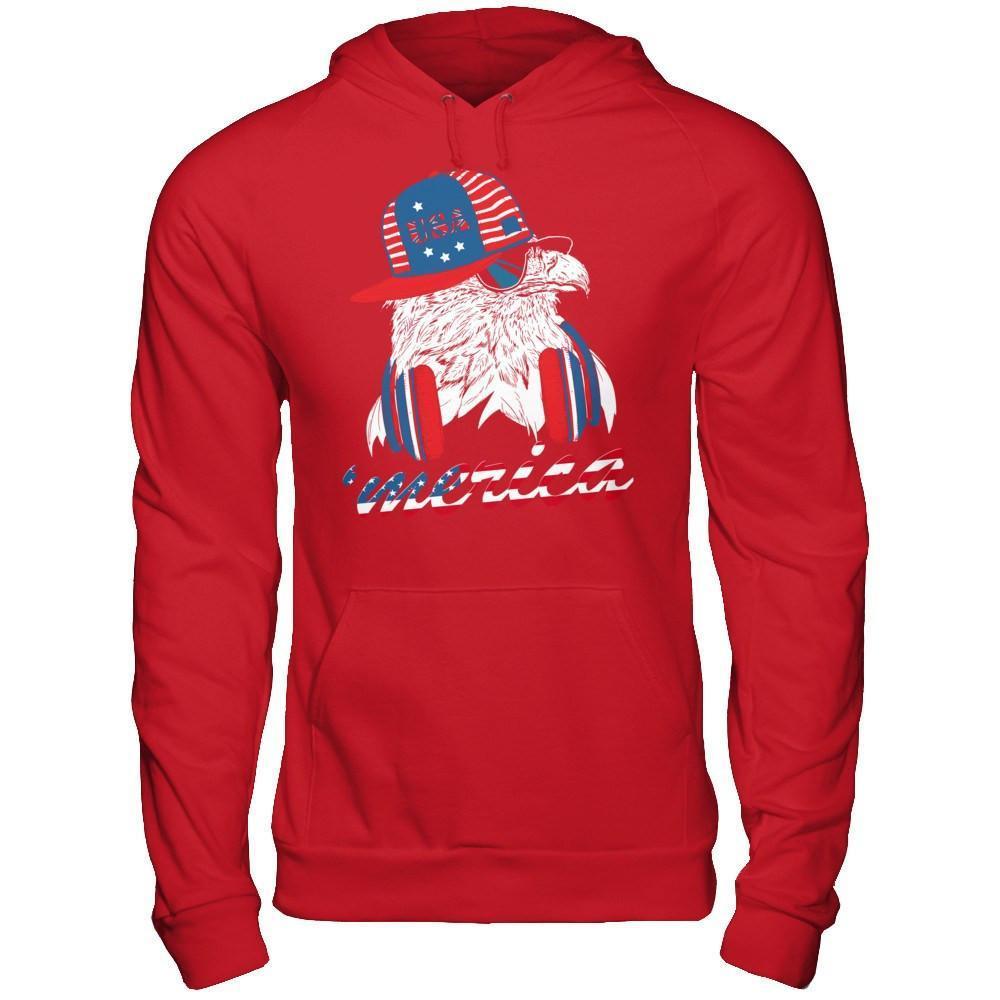 Usa Pride Merica Hiphop Eagle 4Th Of July-T-Shirt & Hoodie-Pullover Hoodie-Red