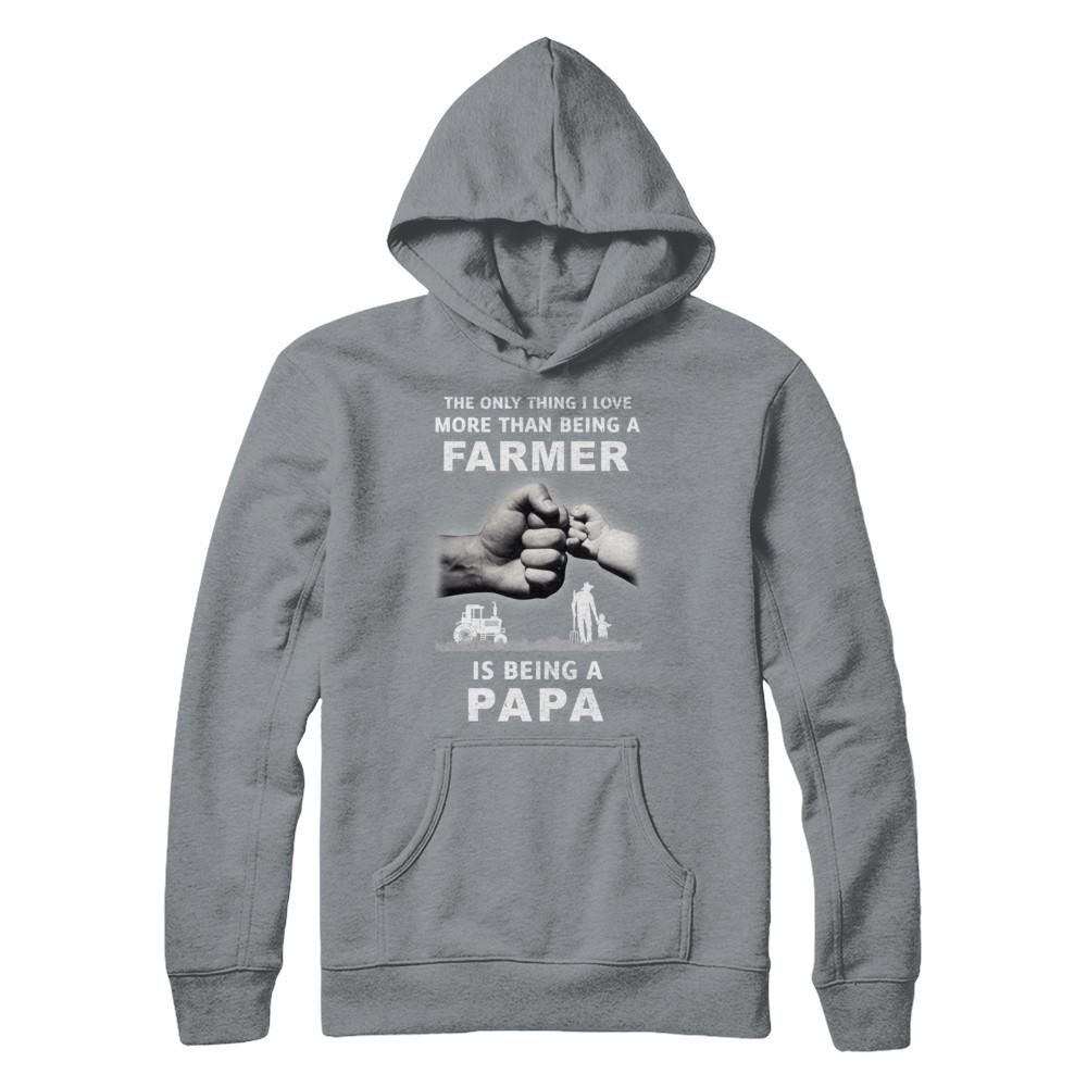 Love More Than Farmer Being A Papa Fathers Day-T-Shirt & Hoodie-Pullover Hoodie-Light Steel