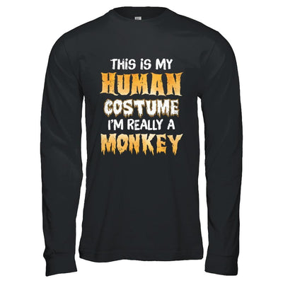 This Is My Human Costume Monkey Halloween-T-Shirt & Hoodie-Long Sleeve T-Shirt-Black