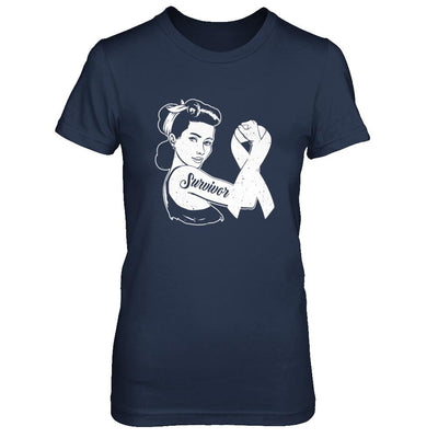 We Can Cure It Lung Cancer Clear Awareness Survivor-T-Shirt & Hoodie-Women's T-Shirt-Navy
