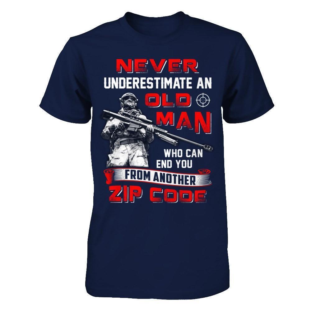 Never Underestimate An Old Man Who Can End You-T-Shirt & Hoodie-Classic T-Shirt-Navy