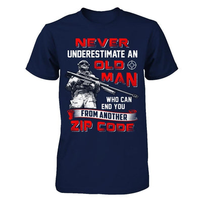Never Underestimate An Old Man Who Can End You-T-Shirt & Hoodie-Classic T-Shirt-Navy