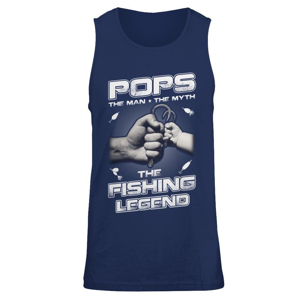 Pops The Man The Myth The Fishing Legend-T-Shirt & Hoodie-Unisex Tank-Navy