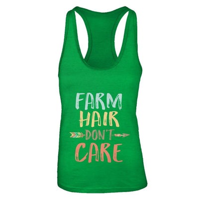 Farm Hair Don't Care Farming Farmer Women-T-Shirt & Tank Top-Women's Ideal Racerback Tank-Kelly Green