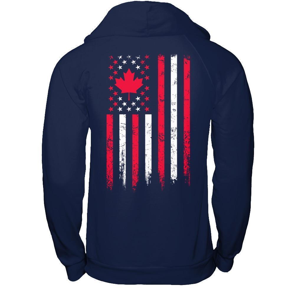 American Canadian Flag Canada Pride Heritage-T-Shirt & Hoodie-Pullover Hoodie-Navy