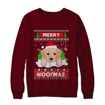 Labrador Merry Woofmas Ugly Christmas Sweater-T-Shirt & Sweatshirt-Crewneck Sweatshirt-Maroon