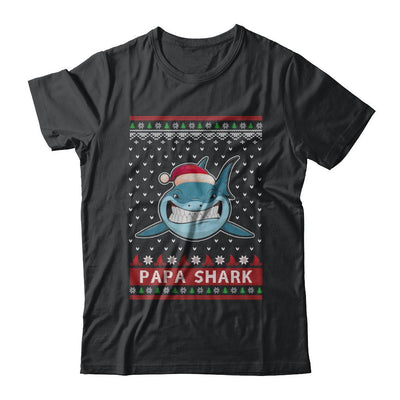 Santa Hat Papa Shark Ugly Christmas Sweater-T-Shirt & Sweatshirt-Classic T-Shirt-Black