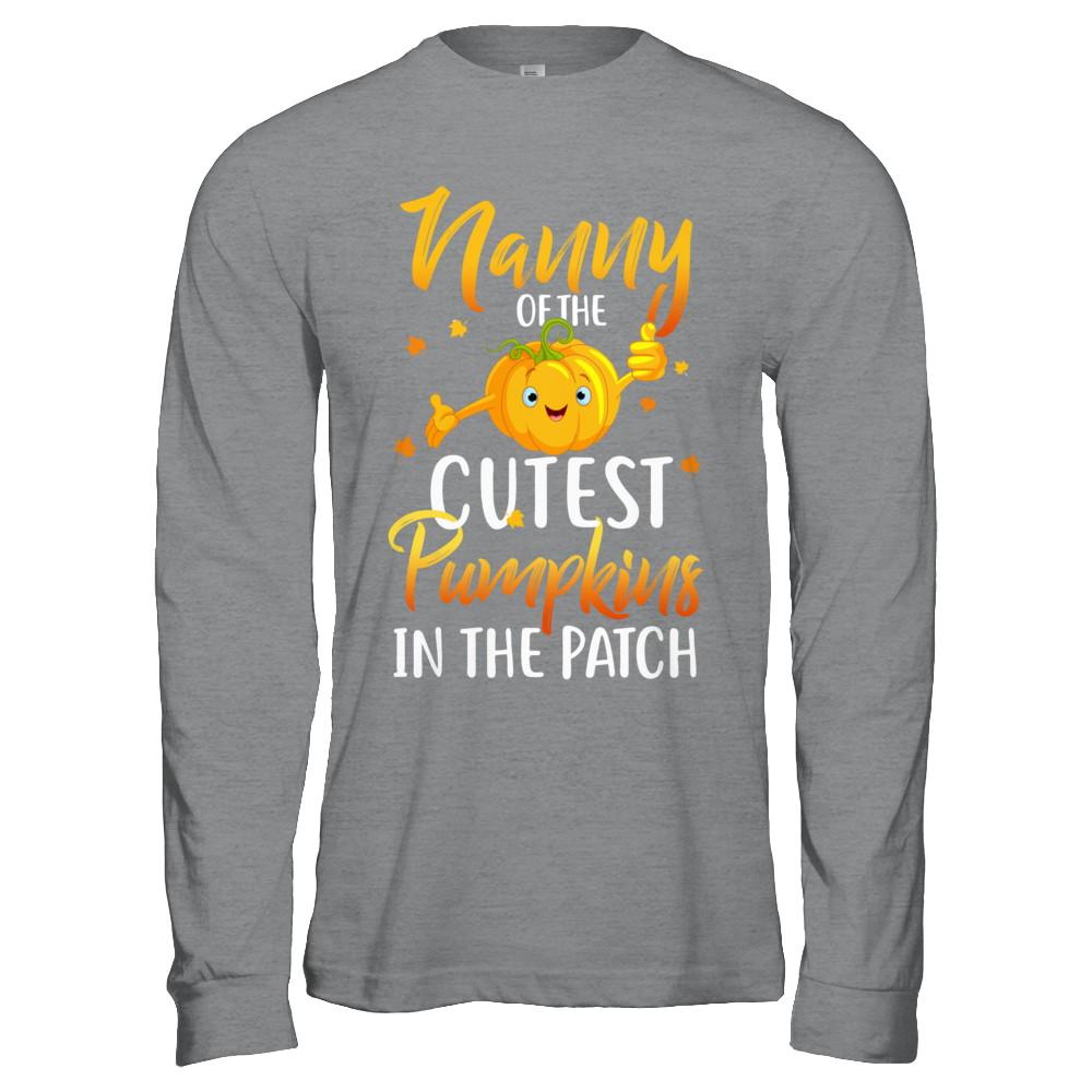 Halloween Nanny Of Cutest Pumpkins In The Patch-T-Shirt & Hoodie-Long Sleeve T-Shirt-Sport Grey