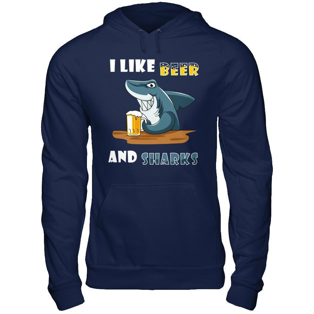 I Like Beer And Sharks-T-Shirt & Hoodie-Pullover Hoodie-Navy