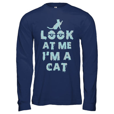 Look At Me I'm A Cat Halloween Costume-T-Shirt & Hoodie-Long Sleeve T-Shirt-Navy
