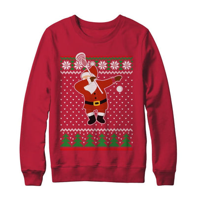 Dabbing Santa Lacrosse Ugly Sweater Christmas-T-Shirt & Sweatshirt-Crewneck Sweatshirt-Red