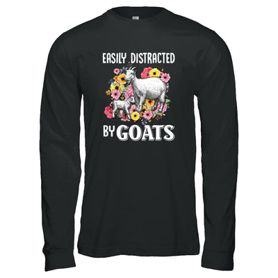 Easily Distracted By Goats-T-Shirt & Tank Top-Long Sleeve T-Shirt-Black