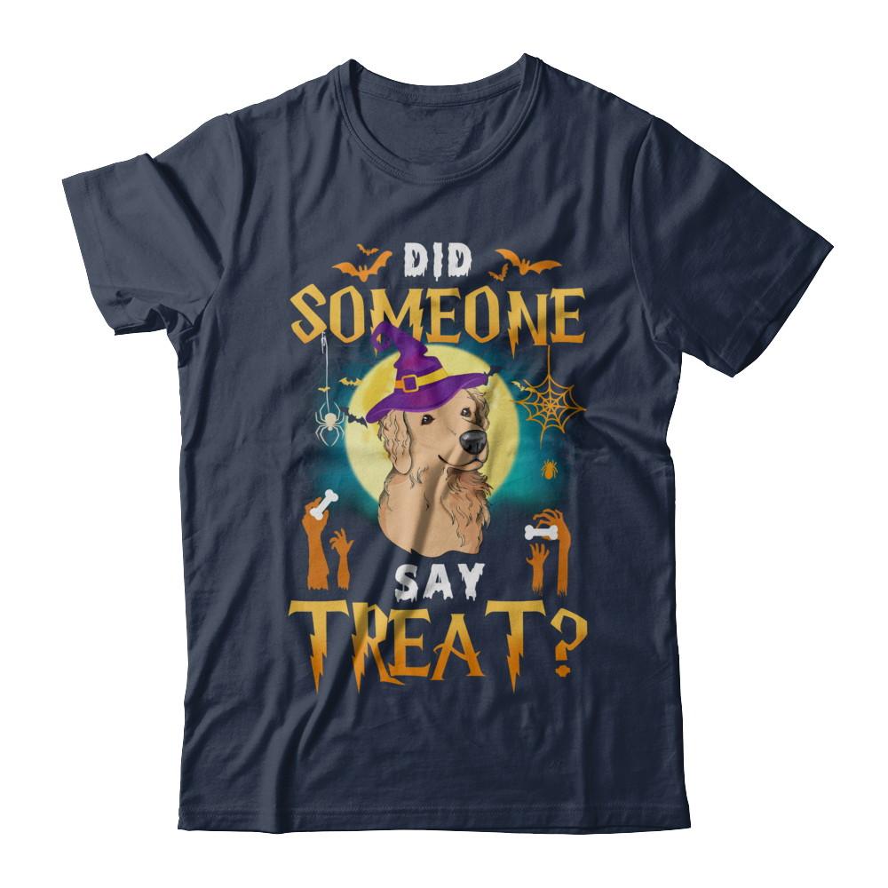 Did Someone Say Treat Golden Retriever Halloween Costume-T-Shirt & Hoodie-Classic T-Shirt-Navy
