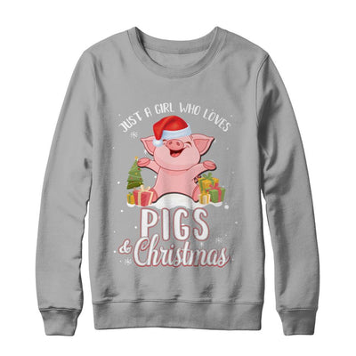 Just A Girl Who Loves Pigs And Christmas-T-Shirt & Sweatshirt-Crewneck Sweatshirt-Light Steel