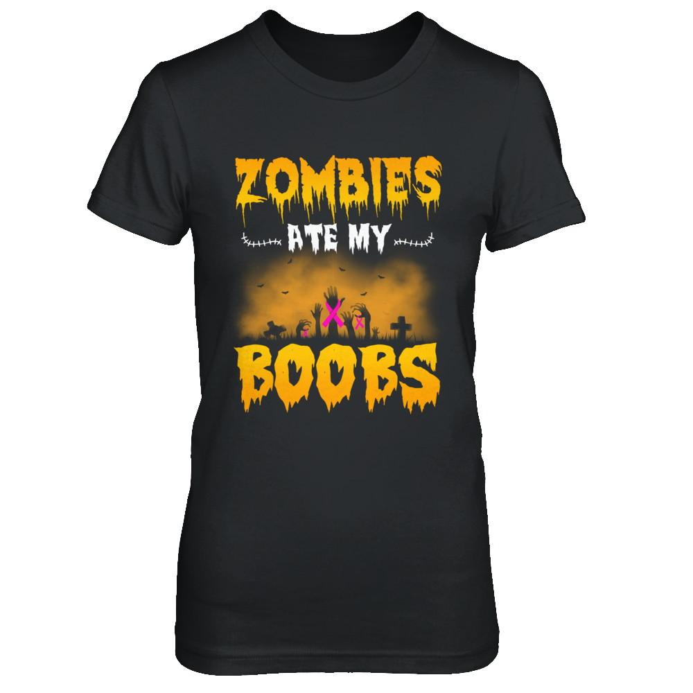 Zombies Ate My Boobs Breast Cancer Pink Halloween