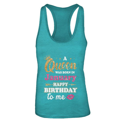 A Queen Was Born In January Happy Birthday Gift-T-Shirt & Tank Top-Women's Ideal Racerback Tank-Tahiti Blue