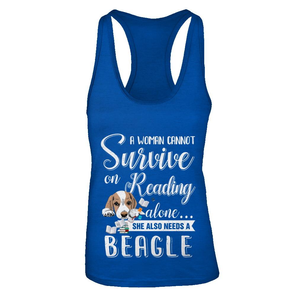 A Woman Cannot Survive On Reading Alone Beagle-T-Shirt & Tank Top-Women's Ideal Racerback Tank-Royal