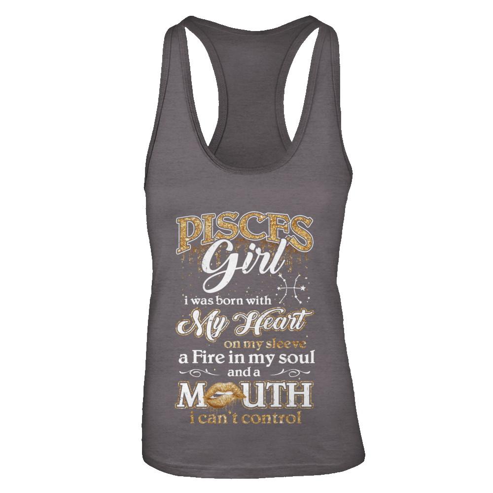 I'm A Pisces Girl Lipstick February March Funny Zodiac Birthday-T-Shirt & Tank Top-Women's Ideal Racerback Tank-Dark Grey
