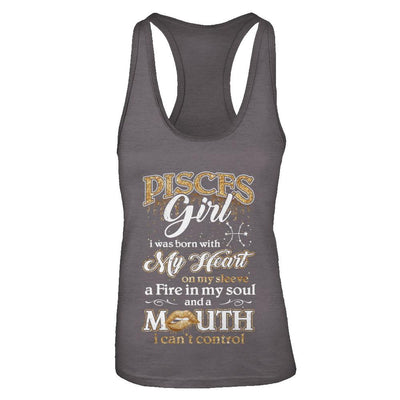 I'm A Pisces Girl Lipstick February March Funny Zodiac Birthday-T-Shirt & Tank Top-Women's Ideal Racerback Tank-Dark Grey