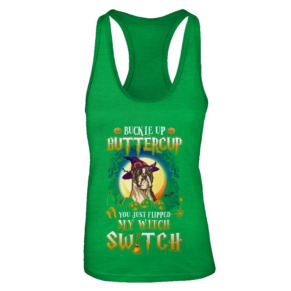 Buckle Up Buttercup Halloween Witch Boxer Costume-T-Shirt & Tank Top-Women's Ideal Racerback Tank-Kelly Green