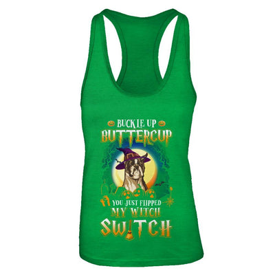 Buckle Up Buttercup Halloween Witch Boxer Costume-T-Shirt & Tank Top-Women's Ideal Racerback Tank-Kelly Green