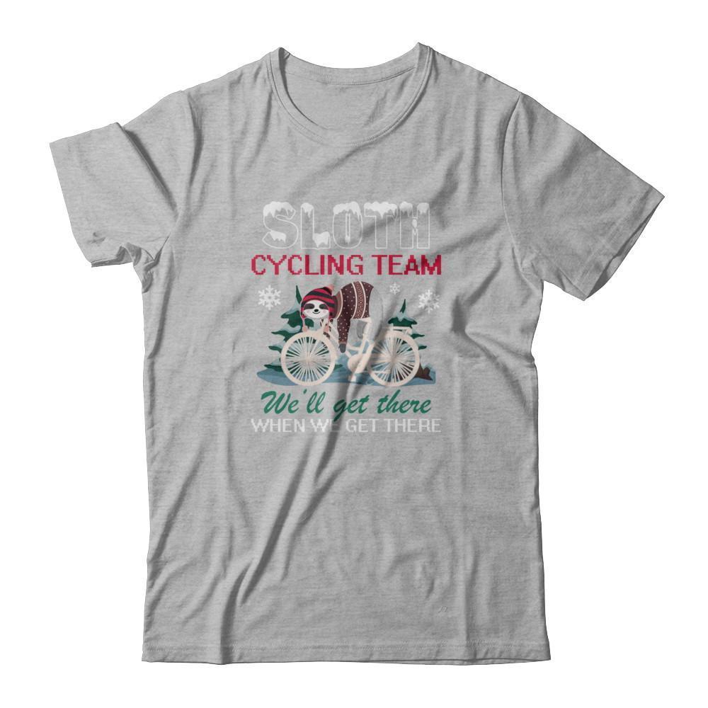 Sloth Cycling Team Lazy Sloth Sleeping On Bicycle Winter Snow-T-Shirt & Tank Top-Premium T-Shirt-Heather Gray