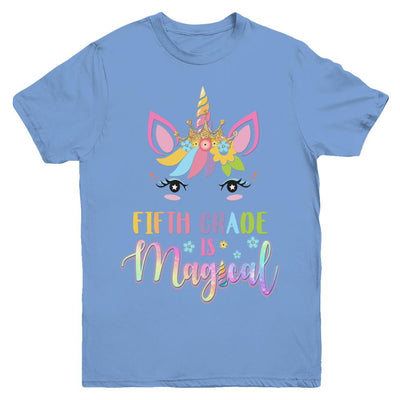 Fifth Grade is magical Unicorn Back to School 5th Grade Youth-Youth Shirt-Youth T-Shirt-Carolina Blue