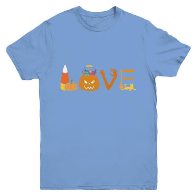 I Love Candy Funny Candy Corn Halloween Gift Youth-Youth Shirt-Youth T-Shirt-Carolina Blue