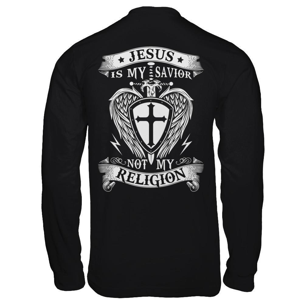 Knight Templar Jesus Is My Savior Not My Religion-T-Shirt & Hoodie-Long Sleeve T-Shirt-Black