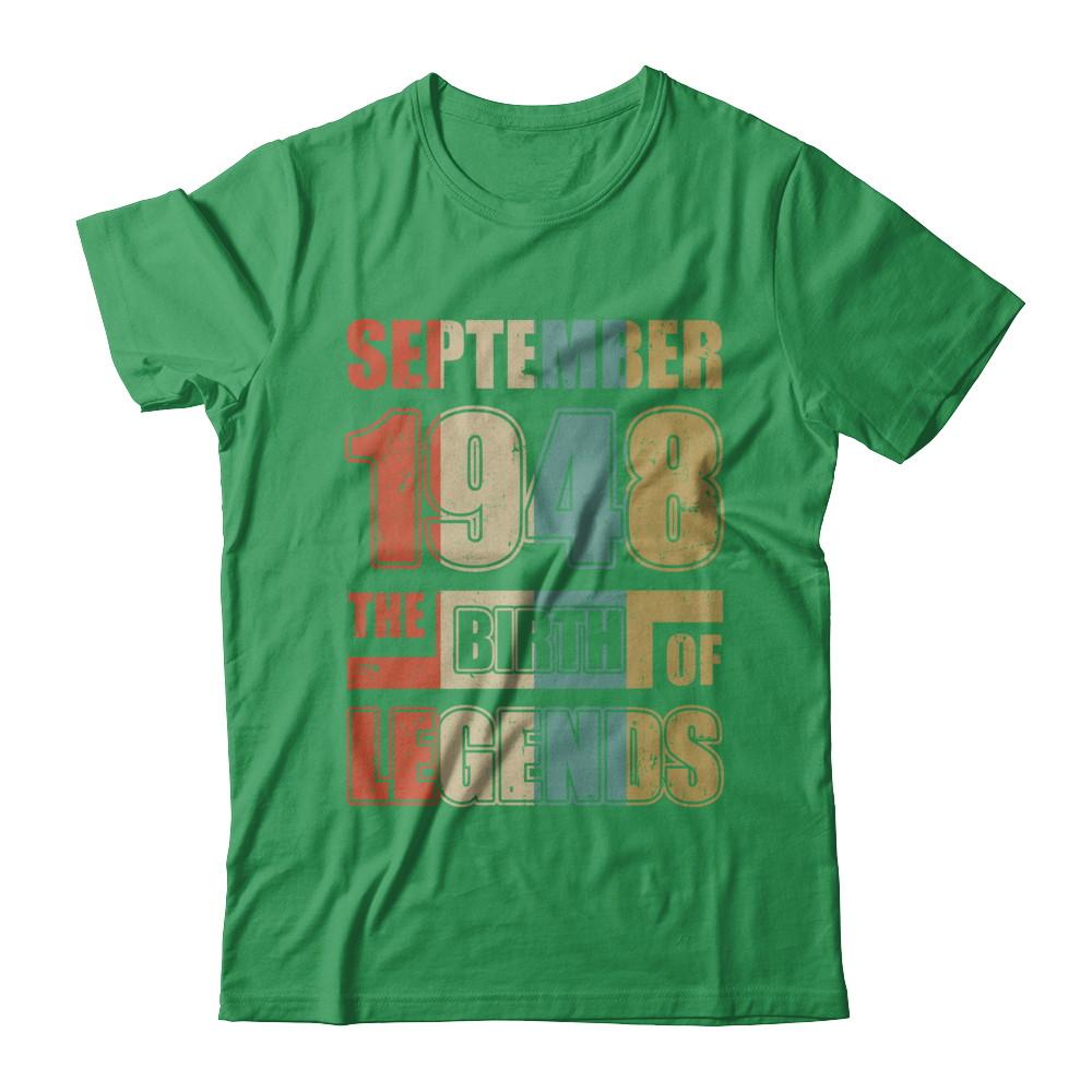 Vintage Retro September 1948 Birth Of Legends 73th Birthday-T-Shirt & Hoodie-Premium T-Shirt-Kelly Green